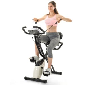 X-Bike, magnetische opvouwbare fitnessfiets, hometrainer voor cardiotraining indoor cycling met trainingscomputer en uitbreidingsbanden,wit