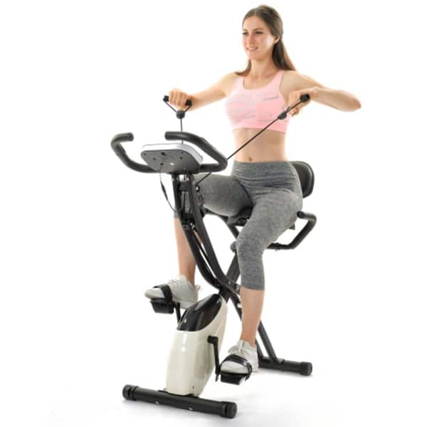 X-Bike, magnetische opvouwbare fitnessfiets, hometrainer voor cardiotraining indoor cycling met trainingscomputer en uitbreidingsbanden,wit