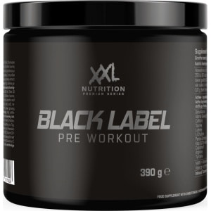 XXL Nutrition - Black Label Pre-Workout - Beta-Alanine, Taurine, L-Citrulline, Arginine & 330 mg cafeïne per Serving - Pre Workout Energy Drink Sport Supplement - Red Fruit - 390 Gram - 30 doseringen