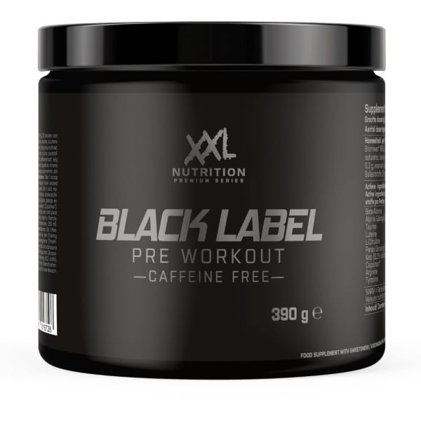 XXL Nutrition - Black Label Pre-Workout Zonder Cafeïne - Beta-Alanine, Taurine, L-Citrulline & Arginine - Pre Workout Energy Drink Sport Supplement - Orange Fruit Cafeïnevrij - 390 Gram - 30 doseringen