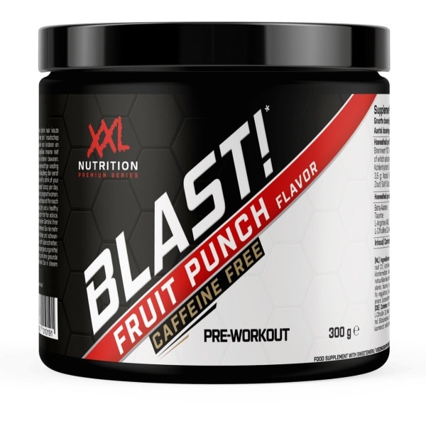XXL Nutrition - Blast! Pre Workout Zonder Cafeïne - Citruline Malaat, Beta-Alanine, Taurine & Arganine AKG - Pre Workout Energy Drink Supplement Krachttraining - Fruit Punch Cafeïnevrij - 300 Gram
