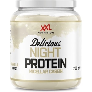 XXL Nutrition - Delicious Night Protein - 100% Micellar Caseïne Eiwit - Eiwitpoeder Proteïne Shake - Eiwitgehalte 79% - Vanille - 700 Gram