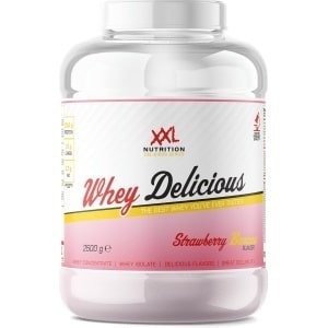 XXL Nutrition - Whey Delicious - Aardbei Banaan - Wei Eiwitpoeder met BCAA & Glutamine, Proteïne poeder, Eiwit shake, Whey Protein - 2500 gram