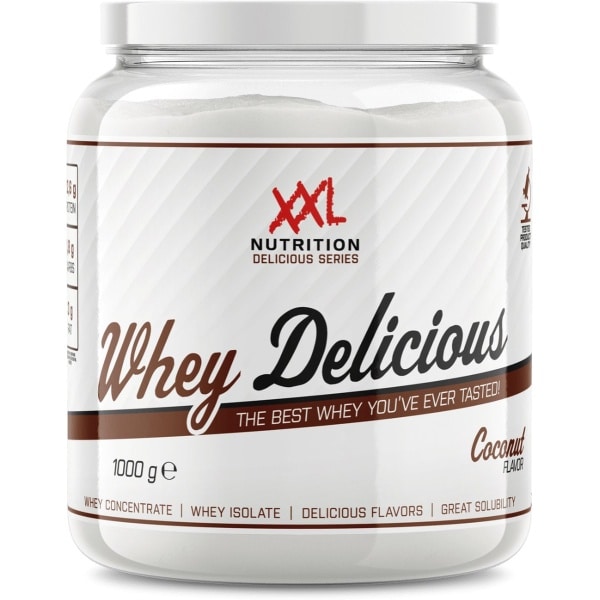 XXL Nutrition - Whey Delicious - Coconut / Kokos - Wei Eiwitpoeder met BCAA & Glutamine, Proteïne poeder, Eiwit shake, Whey Protein - 1000 gram