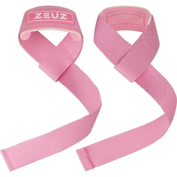 ZEUZ 2 Stuks Lifting Straps voor Fitness, CrossFit, Powerlifting, Gewichtheffen & Krachttraining - Sport Wrist Wraps - Roze