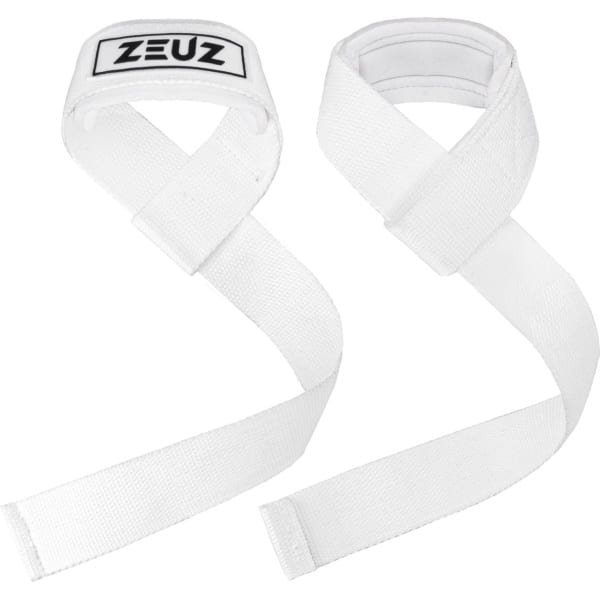 ZEUZ 2 Stuks Lifting Straps voor Fitness, CrossFit, Powerlifting, Gewichtheffen & Krachttraining - Sport Wrist Wraps - Wit & Zwart