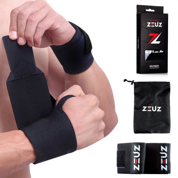 ZEUZ 2 Stuks Polsband voor Fitness & CrossFit - Wrist wraps - Krachttraining - Polsbrace - Zwart