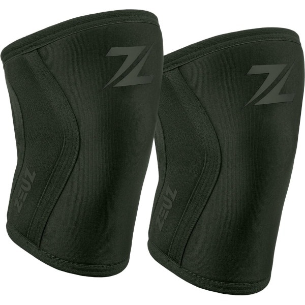 ZEUZ 2 Stuks Premium Knie Brace voor Fitness, CrossFit & Sporten - Knieband Braces - 7 mm - Legergroen - Maat XS