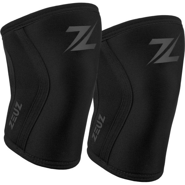 ZEUZ 2 Stuks Premium Knie Brace voor Fitness, CrossFit & Sporten - Knieband - Braces - 7 mm - Zwart - Maat XL
