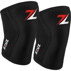 ZEUZ 2 Stuks Premium Knie Brace voor Fitness, CrossFit & Sporten - Knieband - Braces - 7 mm - Zwart, Rood & Wit - Maat XL