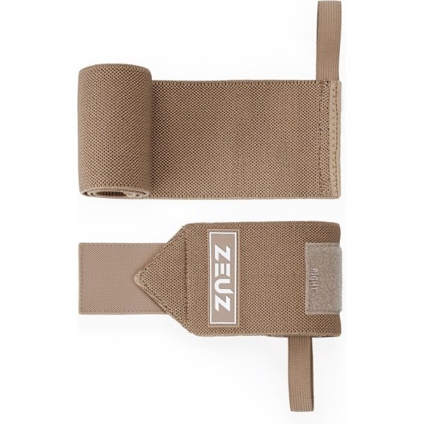 ZEUZ 2 Stuks Wrist Wraps voor Fitness & CrossFit - Polsband voor Links & Rechts - Krachttraining - Polsbrace - Beige