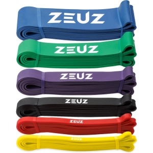 ZEUZ 6 Stuks Weerstandsbanden Elastieken Set voor Fitness & CrossFit - Resistance Stretch Power Bands voor Pull Ups, Krachttraining & Stretching - Elastiek - Geel, Rood, Zwart, Paars, Groen & Blauw
