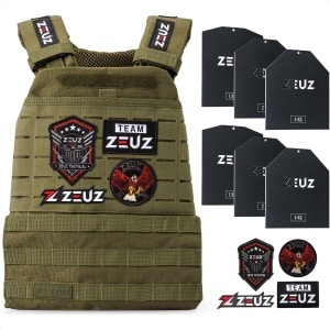 ZEUZ Gewichtsvest 16,5 KG voor CrossFit & Fitness - Tactical Weighted Vest & Trainingsvest - Verstelbaar in Gewichten - 19 Standen - Groen