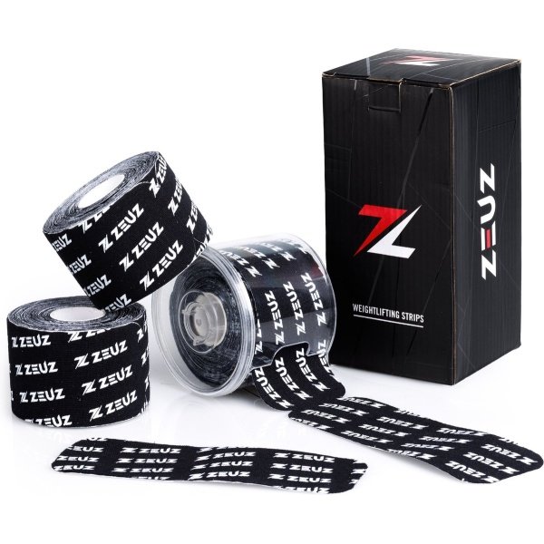 ZEUZ Grip Tape voor Weightlifting, CrossFit, Fitness & Sport - Hookgrip - Per Rol 30 Stuks Pre-cut Strips 15cm x 5cm - 3-Pack Incl. Dispenser