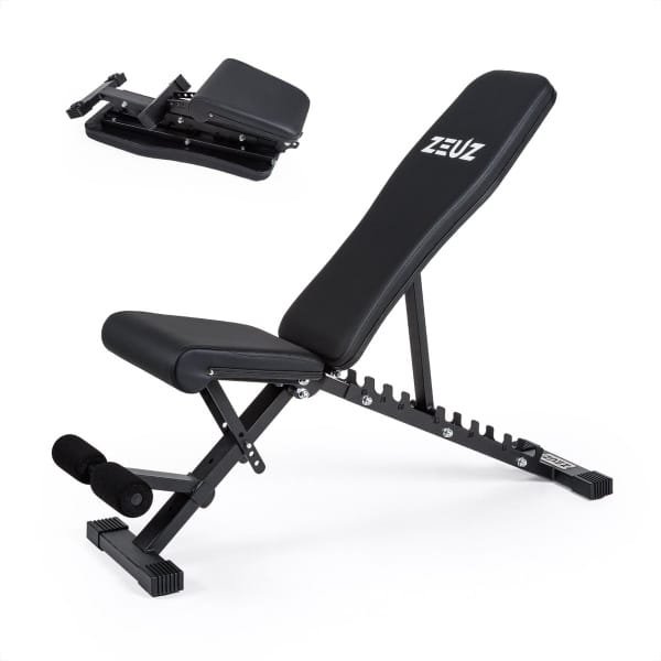 ZEUZ Halterbank voor Fitness & CrossFit - Fitnessbank & Trainingsbank - Bench Press - Inklapbaar - In 15 Standen Verstelbaar - Zwart