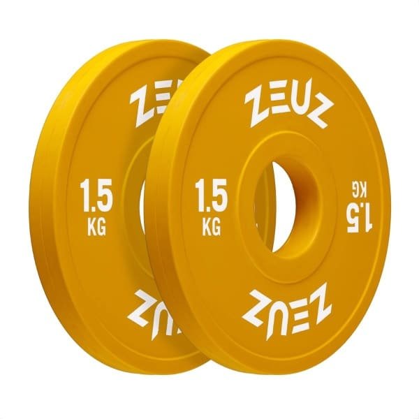 ZEUZ Halterschijf 2 Stuks 1.5 KG - 3 KG Gewichten Set - voor 50 mm Halter - voor CrossFit & Fitness - Metaal & Rubber - 1,5 Schijf
