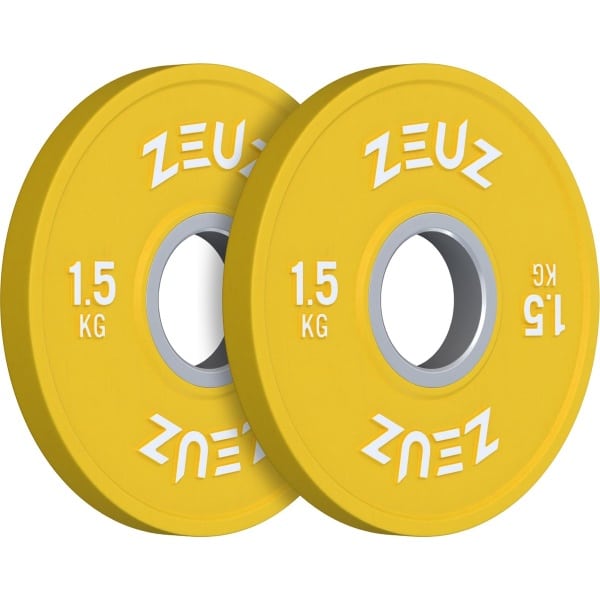ZEUZ Halterschijf 2 Stuks 1.5 KG - 3 KG Gewichten Set voor Crossfit & Fitness - voor 50 mm Halter - Metaal & Rubber - 1,5 Schijf