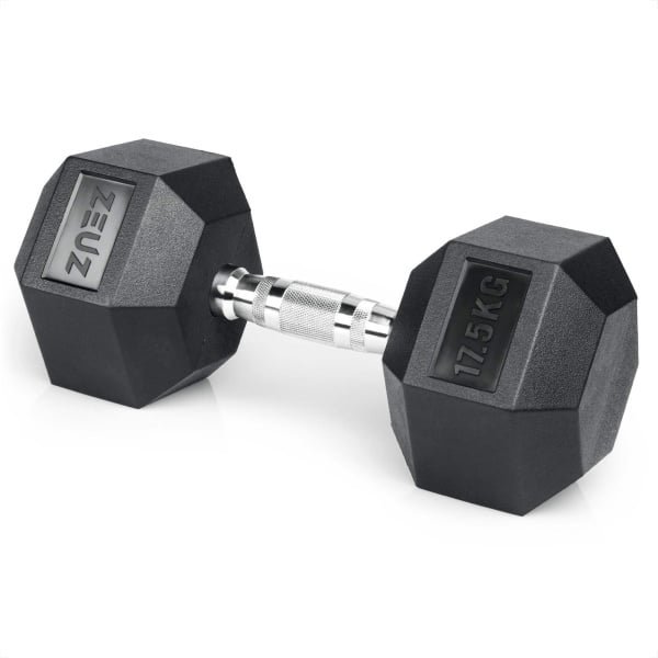 ZEUZ Hexa Dumbbell 1 Stuk 17,5 KG - Hexagon Gewichten - CrossFit, Fitness & Krachttraining Dumbell