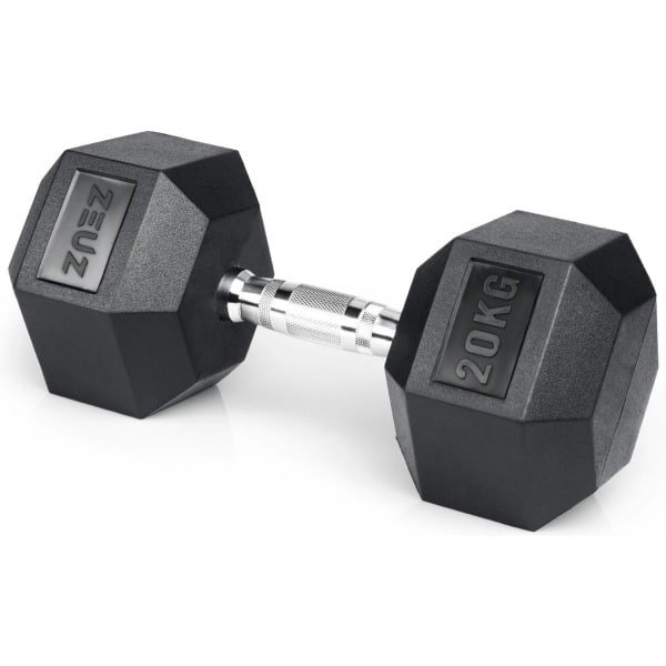 ZEUZ Hexa Dumbbell 1 Stuk 20 KG - Hexagon Gewichten - Krachttraining Dumbell geschikt voor CrossFit & Fitness