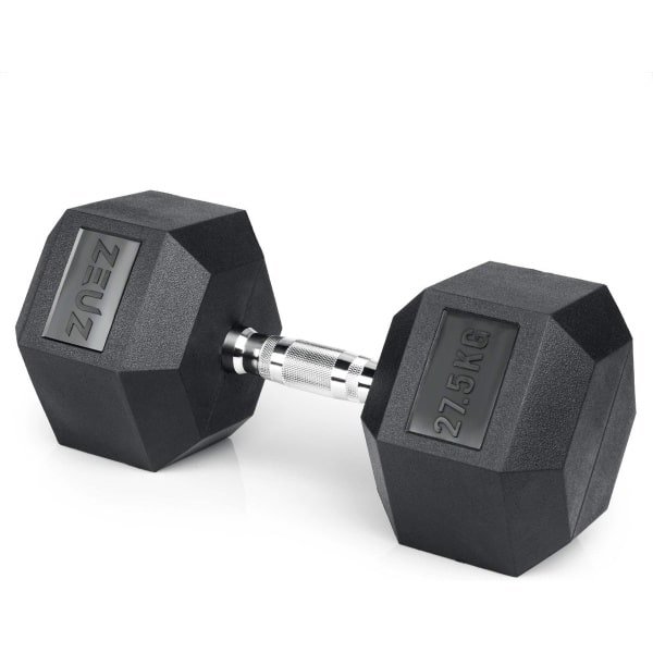ZEUZ Hexa Dumbbell 1 Stuk 27.5 KG - Hexagon Gewichten Dumbell - Krachttraining Dumbell geschikt voor CrossFit & Fitness