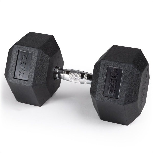 ZEUZ Hexa Dumbbell 1 Stuk 32,5 KG - Hexagon Gewichten - Krachttraining Dumbell geschikt voor CrossFit & Fitness