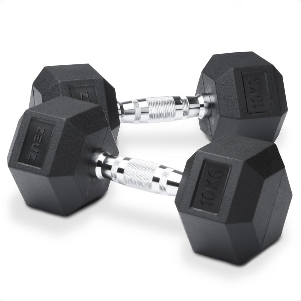 ZEUZ Hexa Dumbbells Set 2 x 10 KG - Dumbell - Hexagon Gewichten Dumbbellset - CrossFit, Fitness & Krachttraining Dumbellset