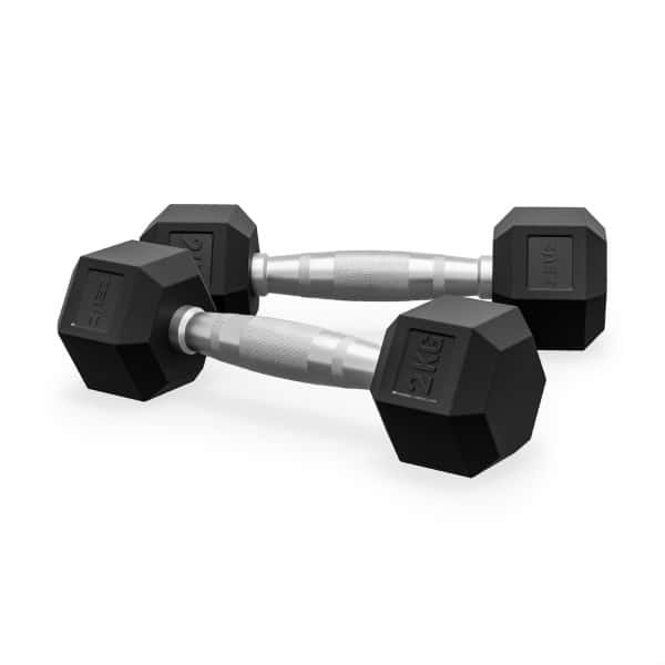 ZEUZ Hexa Dumbbells Set 2 x 2 KG - Dumbell - Hexagon Gewichten Dumbbellset - Krachttraining Dumbellset voor CrossFit & Fitness