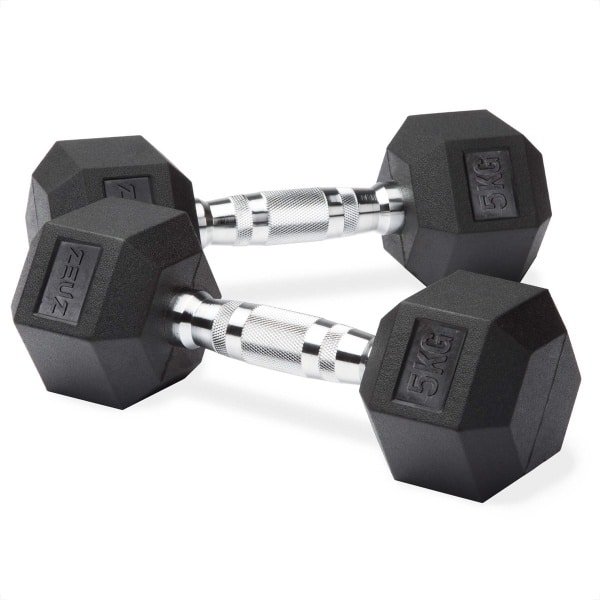 ZEUZ Hexa Dumbbells Set 2 x 5 KG - Dumbell - Hexagon Gewichten Dumbbellset - CrossFit, Fitness & Krachttraining Dumbellset