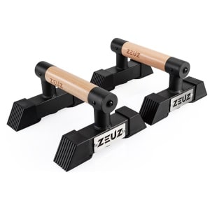 ZEUZ Houten Parallettes Klein voor Calisthenics, CrossFit, Turnen & Gymnastiek - Push Up Grips Bar & Opdruksteun Hout - Fitness & Krachttraining - Metalen Frame met Antislip - 12.5 CM Hoog