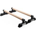ZEUZ Houten Parallettes Lang voor Calisthenics, CrossFit, Turnen & Gymnastiek - Push Up Grips Bar & Opdruksteun Hout - Fitness & Krachttraining - Metalen Frame met Antislip - 70 x 22 x 12.5 cm