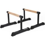 ZEUZ Houten Parallettes voor Calisthenics, CrossFit, Turnen & Gymnastiek - Push Up Grips Bar & Opdruksteun Hout - Fitness & Krachttraining - Metalen Frame met Antislip - 32 CM Hoog