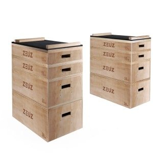 ZEUZ Houten Stapelbare Jerk Blokken Set - Blocks voor CrossFit, Weightlifting, Fitness & Gewichtheffen - 98 CM Hoog