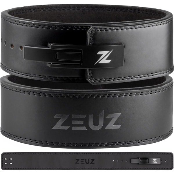 ZEUZ Leren Powerliftriem voor Gewichtheffen, Fitness, CrossFit & Powerlift Riem - Lifting Belt Fast Clip Heren & Dames - Suede Binnenkant - Zwart - Maat S