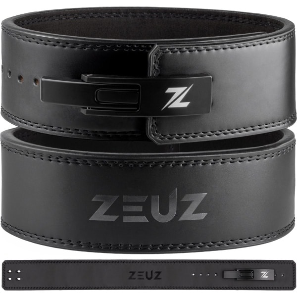 ZEUZ Leren Powerliftriem voor Gewichtheffen, Fitness, CrossFit & Powerlift Riem - Lifting Belt Fast Clip Heren & Dames - Suede Binnenkant - Zwart - Maat XS