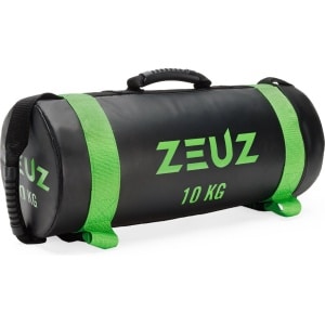 ZEUZ Powerbag 10 KG - Core Power Bag voor Fitness & CrossFit - Sandbag & Gewichtzak - 55 x 22 cm - Zwart & Groen