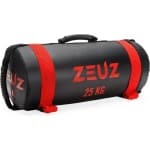 ZEUZ Powerbag 25 KG - Core Power Bag voor Fitness & CrossFit - Sandbag & Gewichtzak - 55 x 22 cm - Zwart & Rood