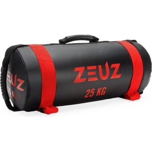 ZEUZ Powerbag 25 KG - Core Power Bag voor Fitness & CrossFit - Sandbag & Gewichtzak - 55 x 22 cm - Zwart & Rood