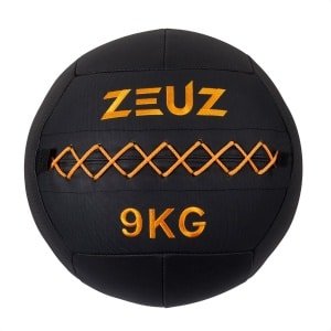 ZEUZ Premium Wall Ball 9kg - Geschikt voor CrossFit & Fitness - PU Foam Vulling & Vinyl - 35 CM Diamter - Oranje