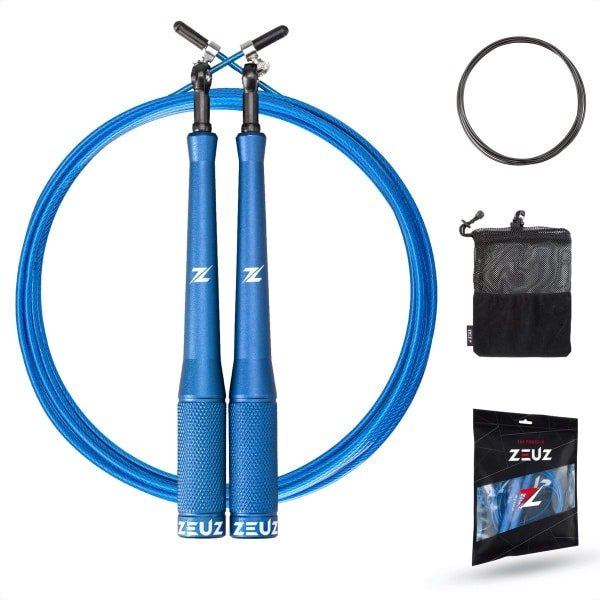 ZEUZ Professioneel Springtouw voor CrossFit & Fitness - Verstelbaar - Speed Rope - Volwassenen - SR-2 - Blauw