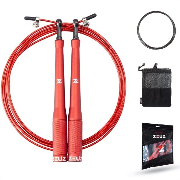 ZEUZ Professioneel Springtouw voor CrossFit & Fitness - Verstelbaar - Speed Rope - Volwassenen - SR-2 - Rood