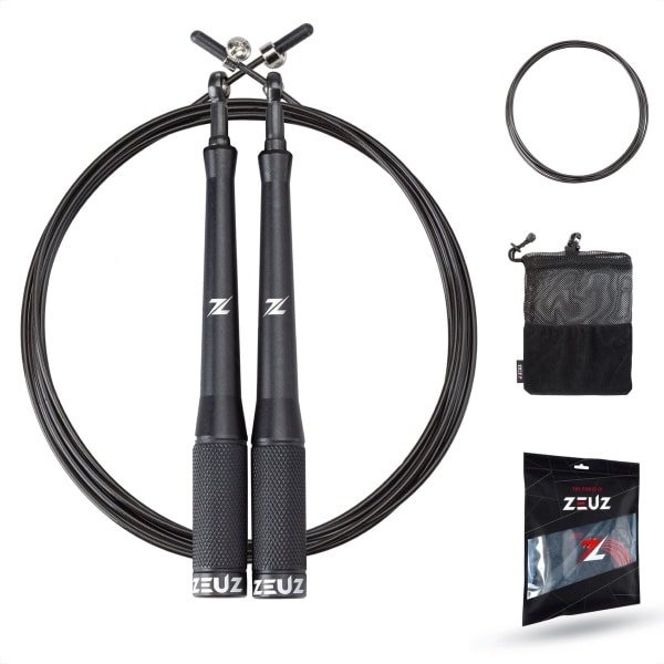 ZEUZ Professioneel Springtouw voor CrossFit & Fitness - Verstelbaar - Speed Rope - Volwassenen - SR-2 - Zwart