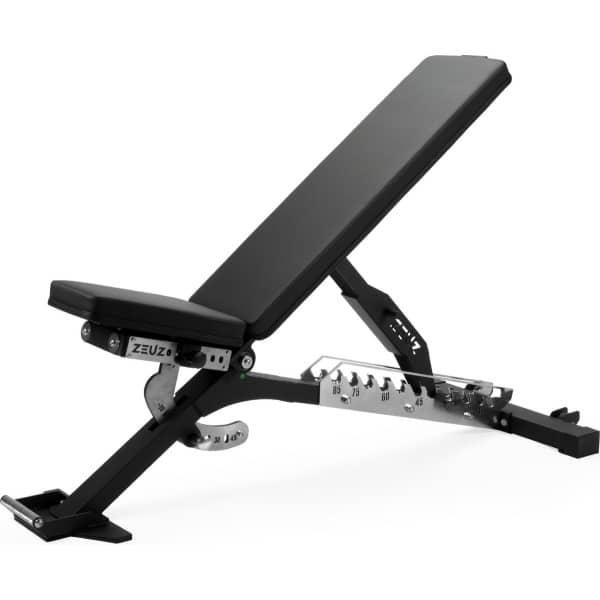 ZEUZ Professionele Halterbank voor Fitness & CrossFit - Fitnessbank & Trainingsbank - Bench Press - In 18 Standen Verstelbaar - Zwart
