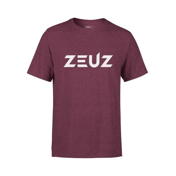 ZEUZ Sport T-Shirt Unisex - Sportkleding Man & Vrouw - Fitnesskleding Heren & Dames - Jongens & Dames Kleding voor Fitness, CrossFit & Gym - Maat L - Bordeux Rood / Maroon