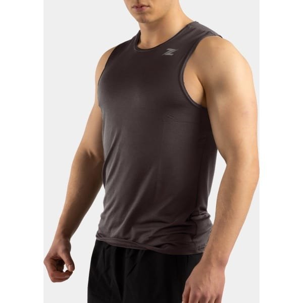 ZEUZ Sport Tanktop Heren - Sportkleding Man - Fitnesskleding - Jongens Kleding voor Fitness, CrossFit & Gym - Houtskool Bruin - Maat S