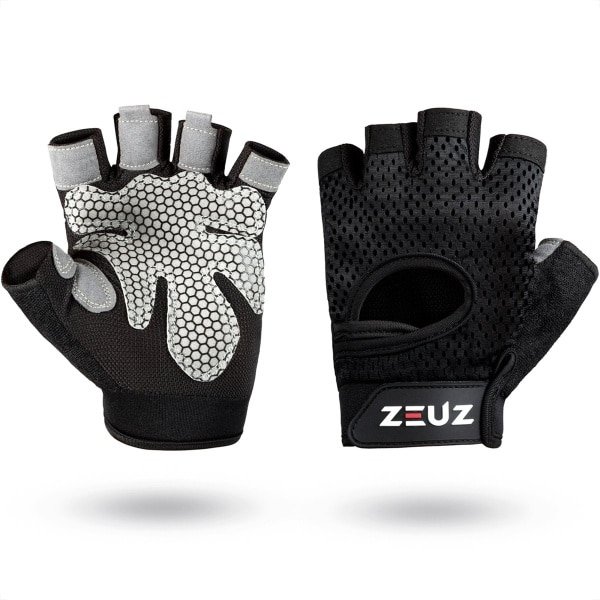 ZEUZ Sport & Fitness Handschoenen Dames & Heren - Gloves voor Krachttraining & CrossFit - Grijs & Zwart - Gloves voor meer grip en bescherming tegen blaren & eelt - Maat XS