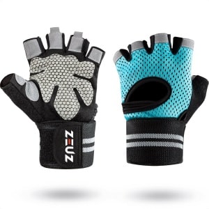 ZEUZ Sport & Fitness Handschoenen Dames & Heren - voor Krachttraining, Gym & CrossFit Training - Blauw & Zwart - Gloves voor meer grip en bescherming tegen blaren & eelt - Maat M