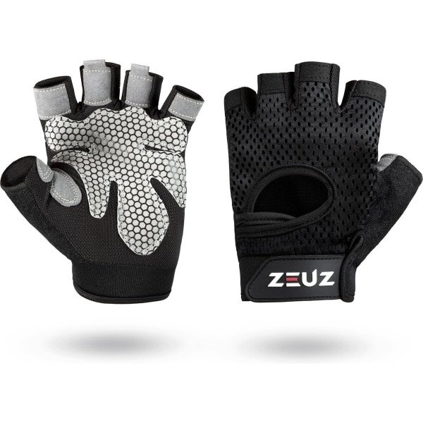 ZEUZ Sport & Fitness Handschoenen Dames & Heren - voor Krachttraining, Gym & CrossFit Training - Grijs & Zwart - Gloves voor meer grip en bescherming tegen blaren & eelt - Maat XL