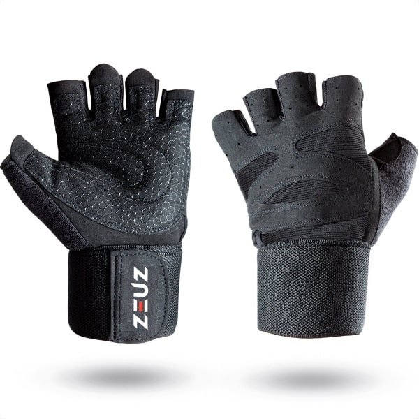 ZEUZ Sport & Fitness Handschoenen Heren & Dames - Krachttraining Artikelen - Geschikt voor Gym & CrossFit Training - Zwart - Maat L