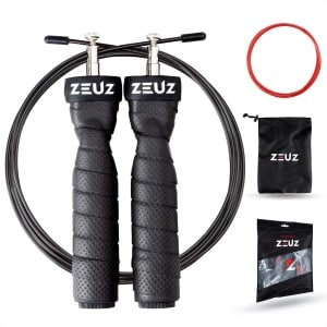 ZEUZ Springtouw voor CrossFit, Krachttraining & Fitness - Verstelbaar - Speed Rope - Volwassenen - SR-3 - Zwart