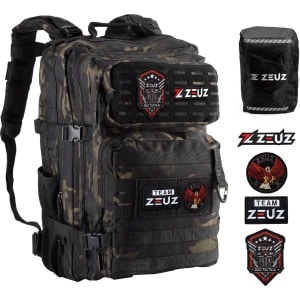 ZEUZ Tactical Rugzak Dames & Heren voor Fitness & CrossFit - Backpack - Sporttas - Militaire Army Bag - Sport Tas - 45 Liter - Camo Zwart